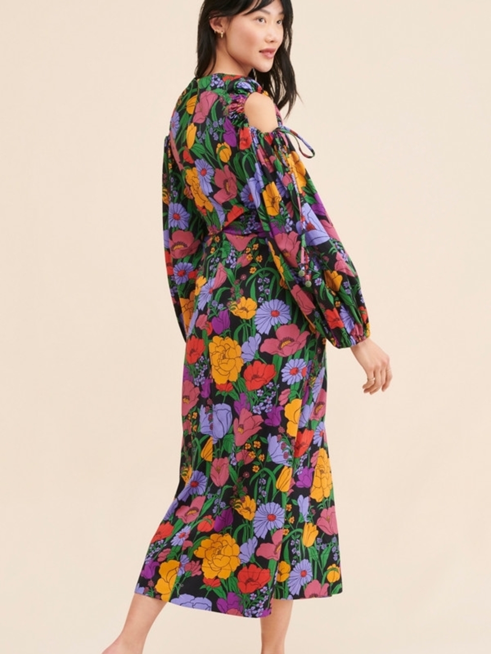FARM Rio Black BUCOLIC GARDEN CUT OUT Maxi Dress SIZE L - Picture 3 of 4